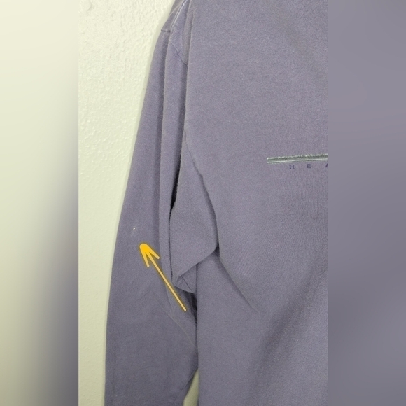 VINTAGE 90s Reebok Women's Large T-shirt V-neck L/S Heart & Soul Lavender Cotton - Picture 5 of 9